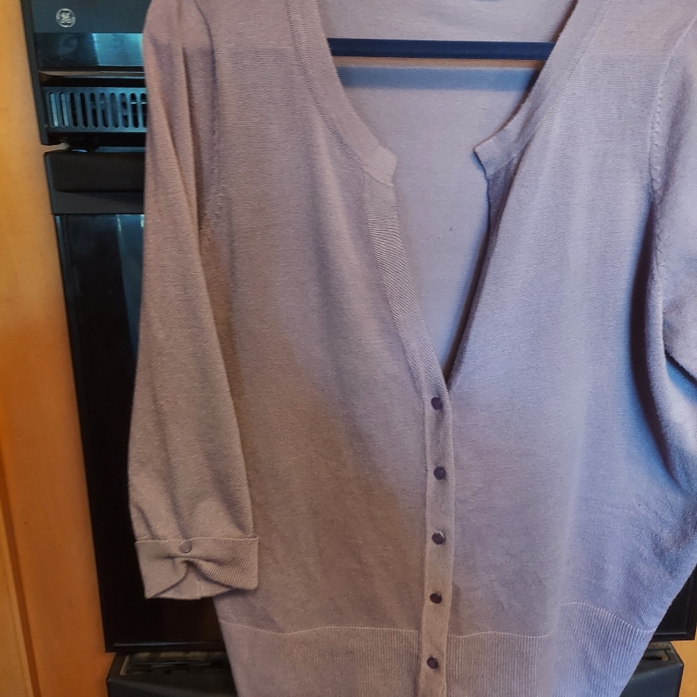 Lilac Knit Gracefully Designed Cardigan mid sleeves 1x - Picture 4 of 4